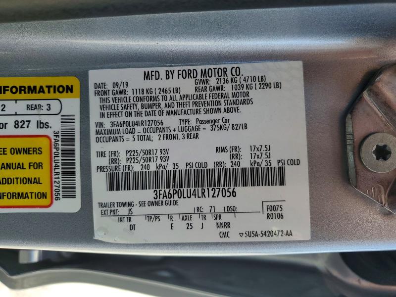 Aukcja sprzedaży 2020 Ford Fusion, vin: 3FA6P0LU4LR127056, numer aukcji: 51041606