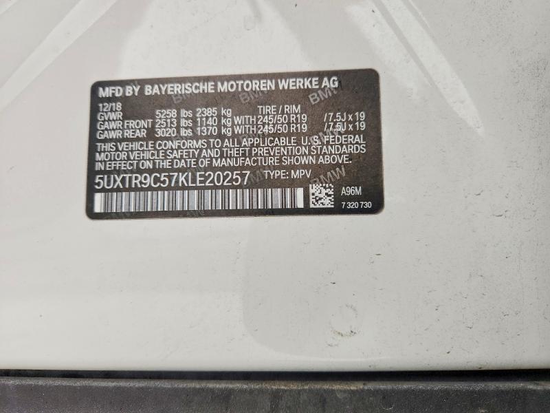Продаж на аукціоні авто 2019 Bmw X3, vin: 5UXTR9C57KLE20257, номер лоту: 51109096