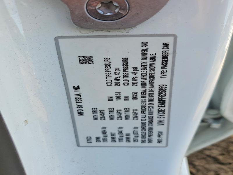 48957796 :رقم المزاد ، 5YJ3E1EA8PF625859 vin ، 2023 Tesla Model 3 مزاد بيع