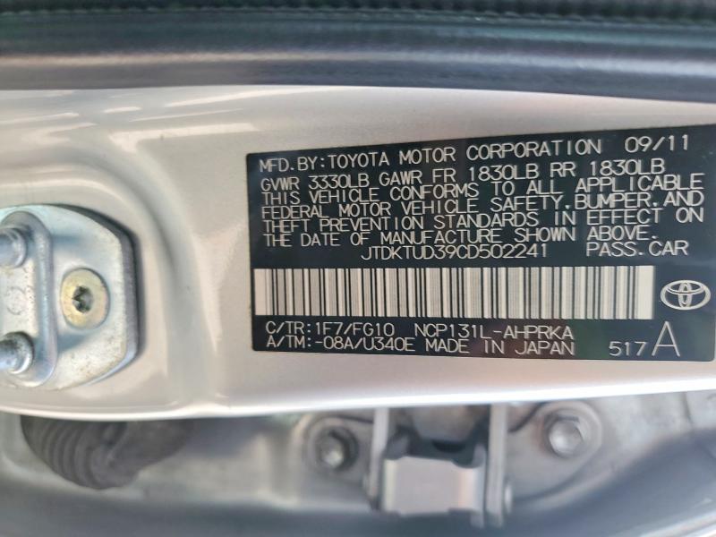 49683026 :رقم المزاد ، JTDKTUD39CD502241 vin ، 2012 Toyota Yaris مزاد بيع