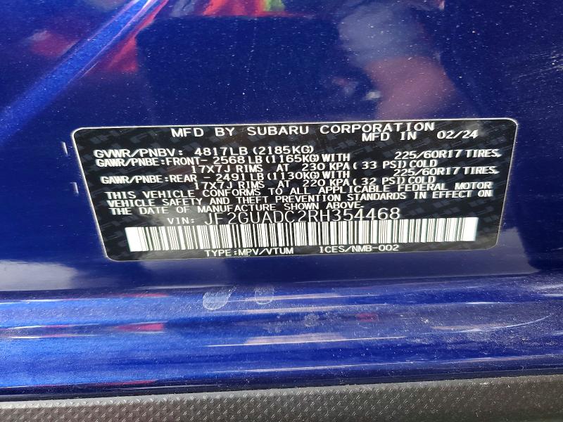 Продажа на аукционе авто 2024 Subaru Crosstrek, vin: JF2GUADC2RH354468, номер лота: 50474456
