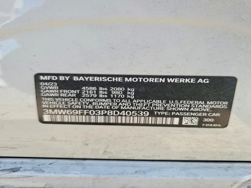 Продаж на аукціоні авто 2023 Bmw 330i, vin: 3MW69FF03P8D40539, номер лоту: 51025026