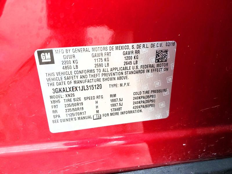 Aukcja sprzedaży 2018 Gmc Terrain, vin: 3GKALXEX1JL315120, numer aukcji: 50276766