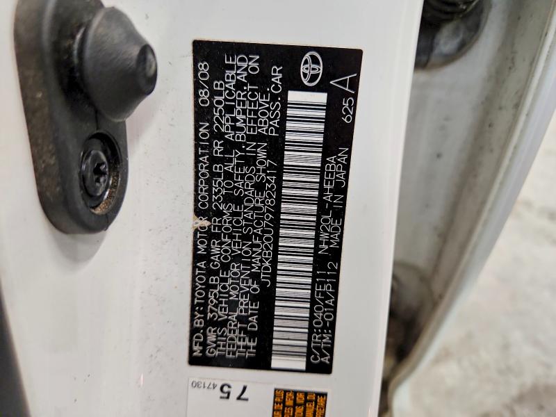 Aukcja sprzedaży 2009 Toyota Prius, vin: JTDKB20U797823417, numer aukcji: 52004396