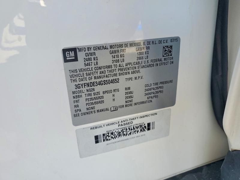 Продаж на аукціоні авто 2016 Cadillac Srx, vin: 3GYFNDE34GS504652, номер лоту: 51612396