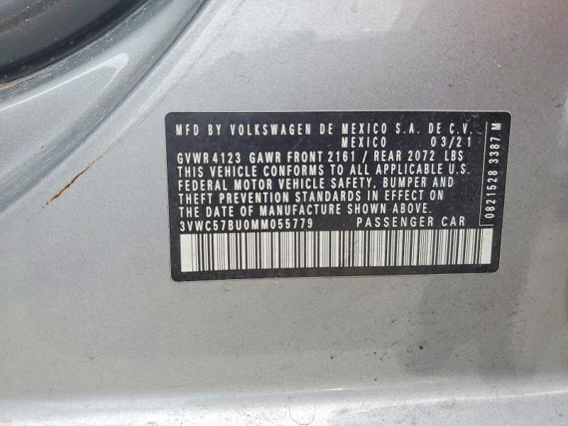 Продажа на аукционе авто 2021 Volkswagen Jetta, vin: 3VWC57BU0MM055779, номер лота: 48743276