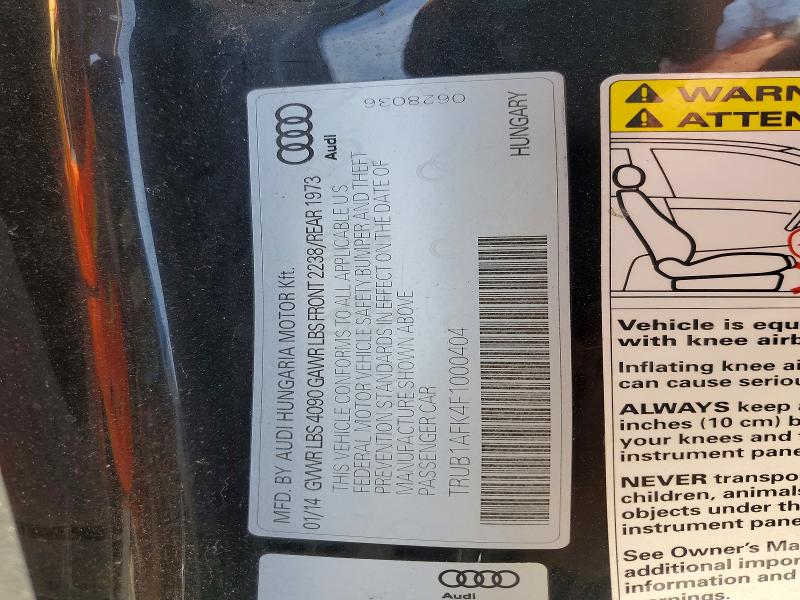 2015 Audi Tts მანქანა იყიდება აუქციონზე, vin: TRUB1AFK4F1000404, აუქციონის ნომერი: 51981006