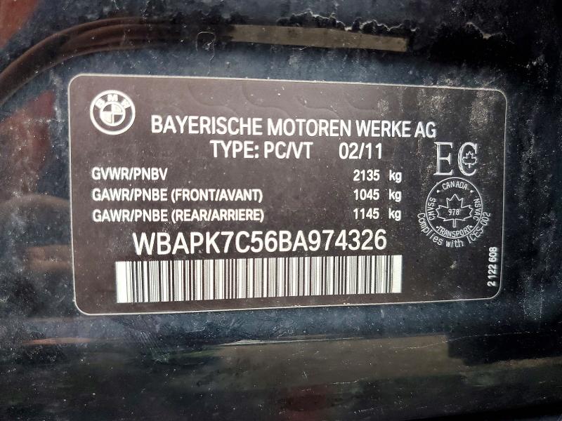 2011 Bmw 328i მანქანა იყიდება აუქციონზე, vin: WBAPK7C56BA974326, აუქციონის ნომერი: 49771946