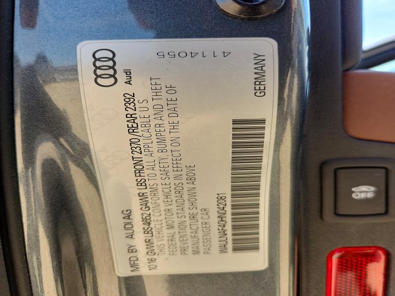 Продаж на аукціоні авто 2017 Audi A4, vin: WAULNAF40HN042081, номер лоту: 49161566