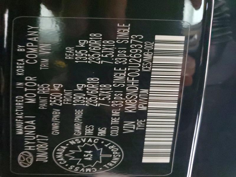 50150636 :رقم المزاد ، KM8SNDHF0JU269373 vin ، 2018 Hyundai Santa Fe مزاد بيع