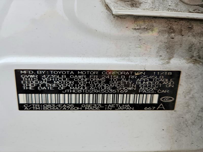 Продажа на аукционе авто 2019 Lexus Is, vin: JTHC81D2XK5035169, номер лота: 51779236