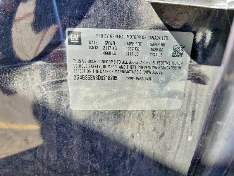 2013 Buick Regal მანქანა იყიდება აუქციონზე, vin: 2G4GS5EV8D9218205, აუქციონის ნომერი: 50304496