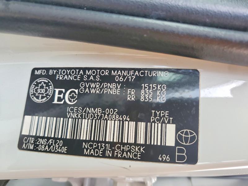 Продажа на аукционе авто 2018 Toyota Yaris, vin: VNKKTUD37JA088494, номер лота: 50328046