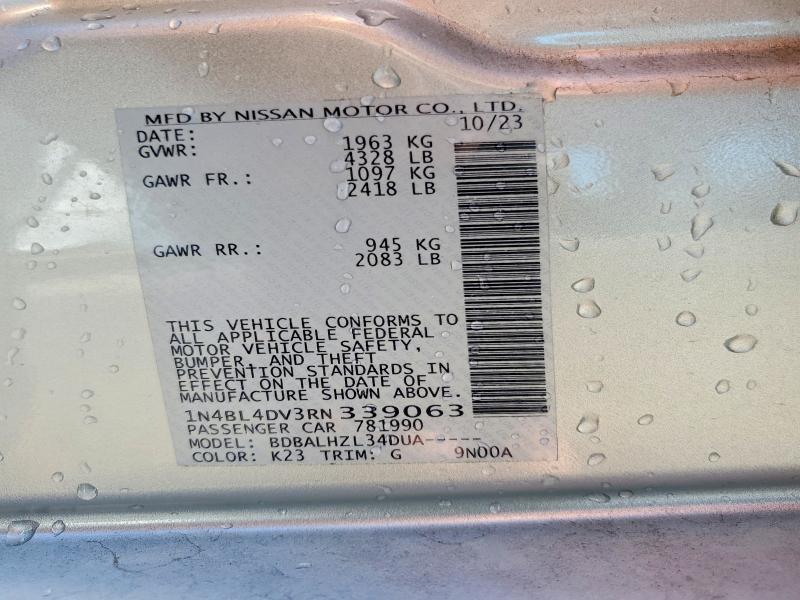 50260776 :رقم المزاد ، 1N4BL4DV3RN339063 vin ، 2024 Nissan Altima مزاد بيع