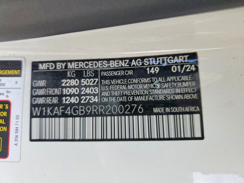 Продажа на аукционе авто 2024 Mercedes-benz C, vin: W1KAF4GB9RR200276, номер лота: 49159876