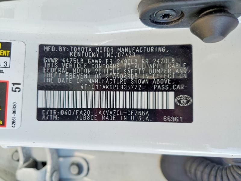 Aukcja sprzedaży 2023 Toyota Camry, vin: 4T1C11AK9PU835772, numer aukcji: 51528296
