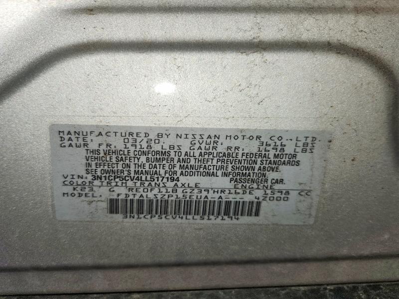 51264916 :رقم المزاد ، 3N1CP5CV4LL517194 vin ، 2020 Nissan Kicks مزاد بيع