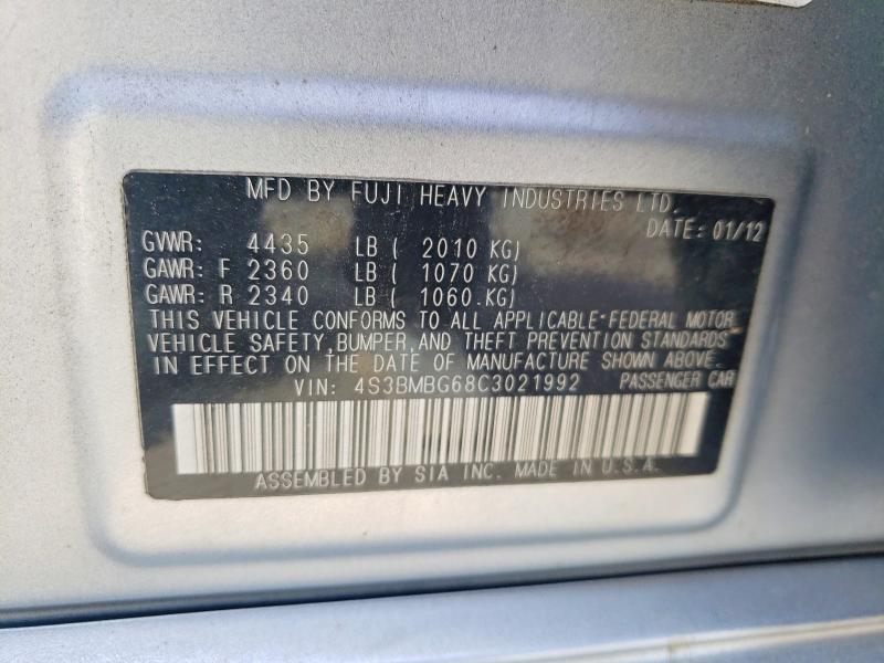 49161376 :رقم المزاد ، 4S3BMBG68C3021992 vin ، 2012 Subaru Legacy مزاد بيع