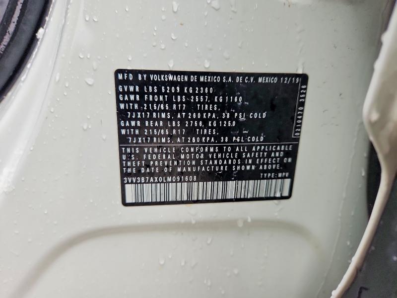 Aukcja sprzedaży 2020 Volkswagen Tiguan, vin: 3VV3B7AX0LM091608, numer aukcji: 48243236