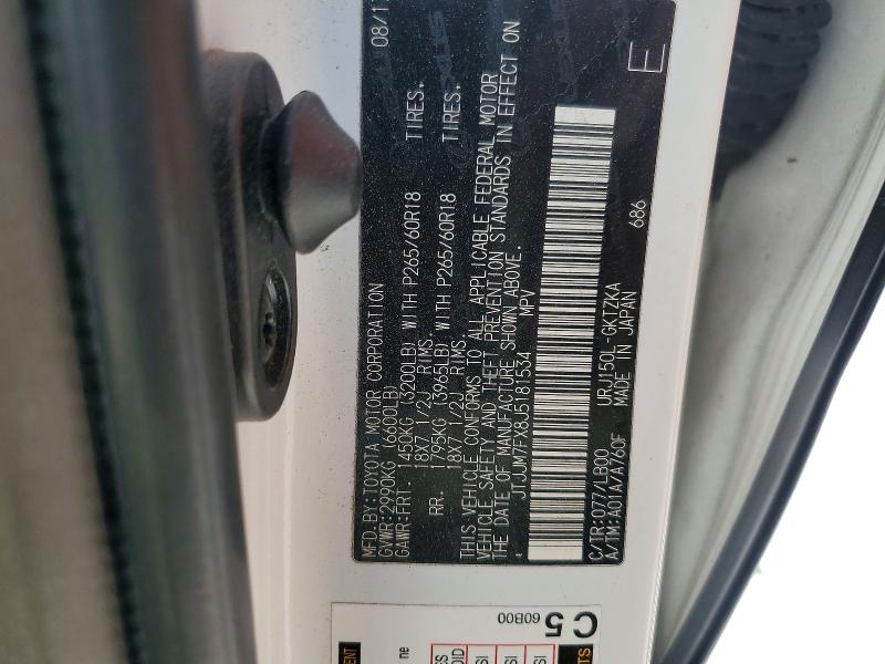 49884716 :رقم المزاد ، JTJJM7FX8J5181534 vin ، 2018 Lexus Gx مزاد بيع