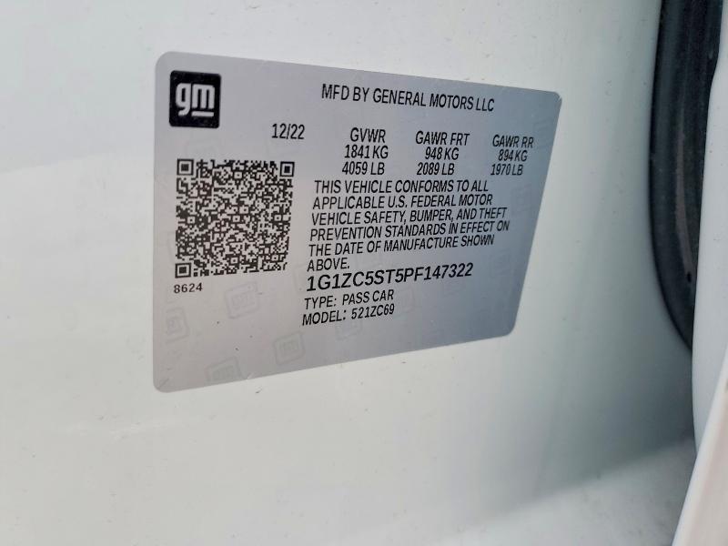 Продаж на аукціоні авто 2023 Chevrolet Malibu, vin: 1G1ZC5ST5PF147322, номер лоту: 51295046