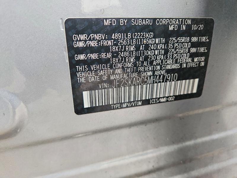 Aukcja sprzedaży 2021 Subaru Forester, vin: JF2SKARC5MH447910, numer aukcji: 51723826