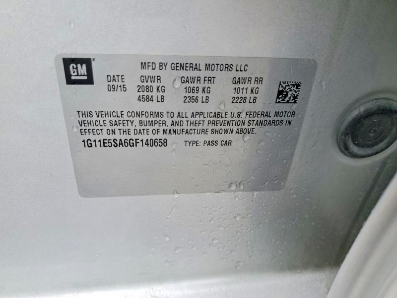 51279976 :رقم المزاد ، 1G11E5SA6GF140658 vin ، 2016 Chevrolet Malibu Limited مزاد بيع