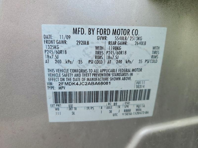 Продажа на аукционе авто 2010 Ford Edge, vin: 2FMDK4JC2ABA68081, номер лота: 49957896
