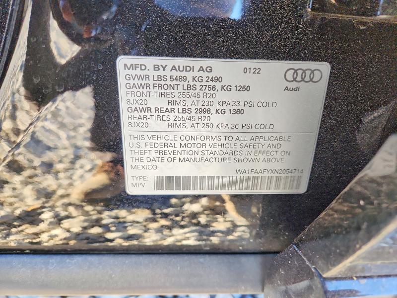 Aukcja sprzedaży 2022 Audi Q5, vin: WA1FAAFYXN2054714, numer aukcji: 49641976