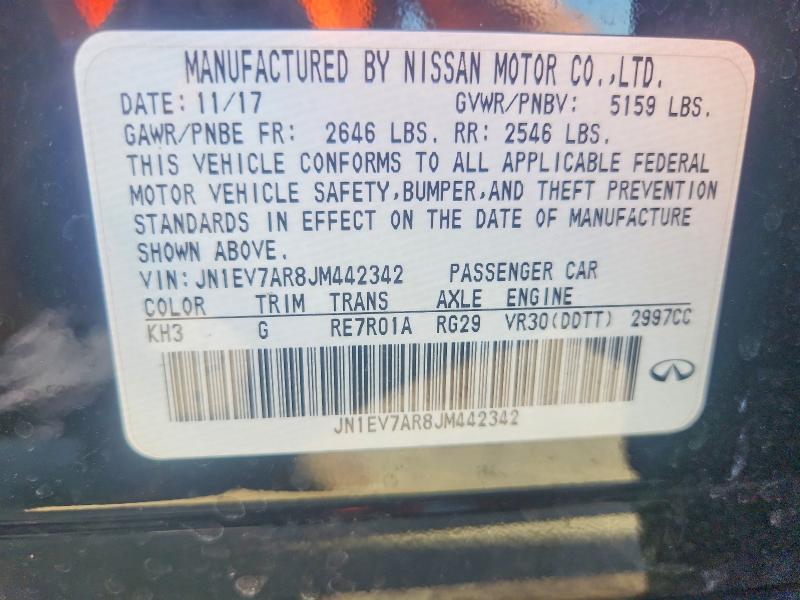 Aukcja sprzedaży 2018 Infiniti Q50, vin: JN1EV7AR8JM442342, numer aukcji: 50195996