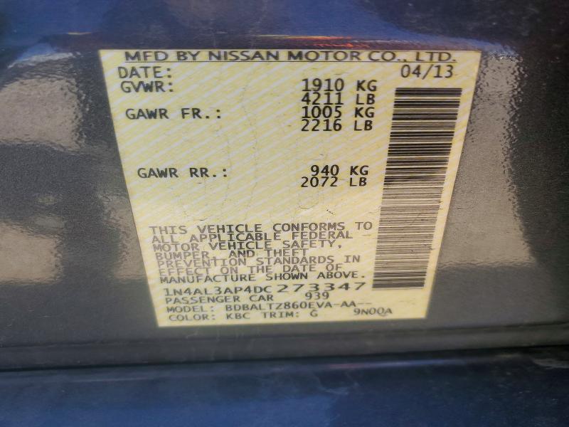 Продажа на аукционе авто 2013 Nissan Altima, vin: 1N4AL3AP4DC273347, номер лота: 50352506