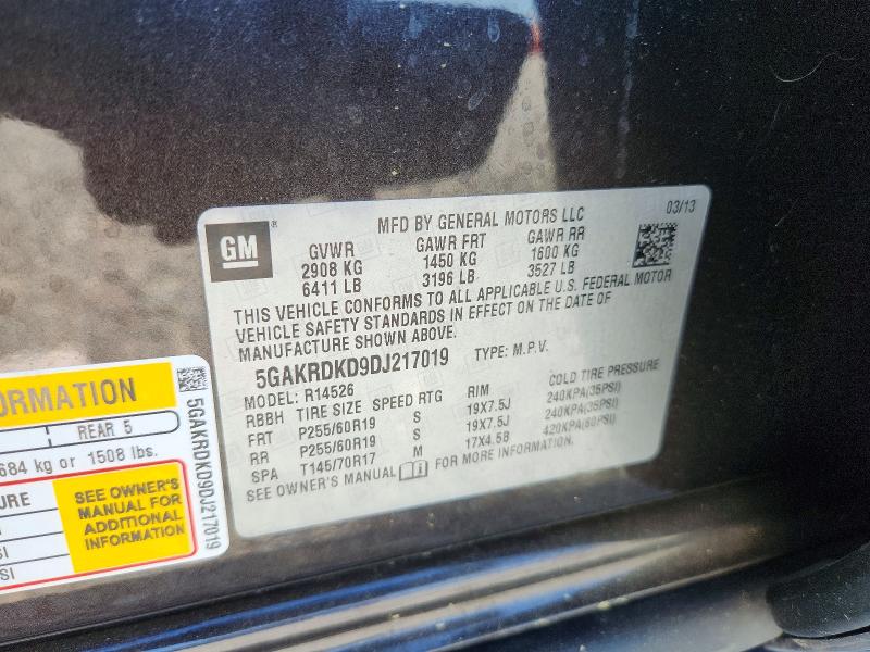 49942366 :رقم المزاد ، 5GAKRDKD9DJ217019 vin ، 2013 Buick Enclave مزاد بيع