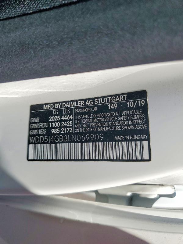 51020406 :رقم المزاد ، WDD5J4GB3LN069909 vin ، 2020 Mercedes-benz Cla مزاد بيع