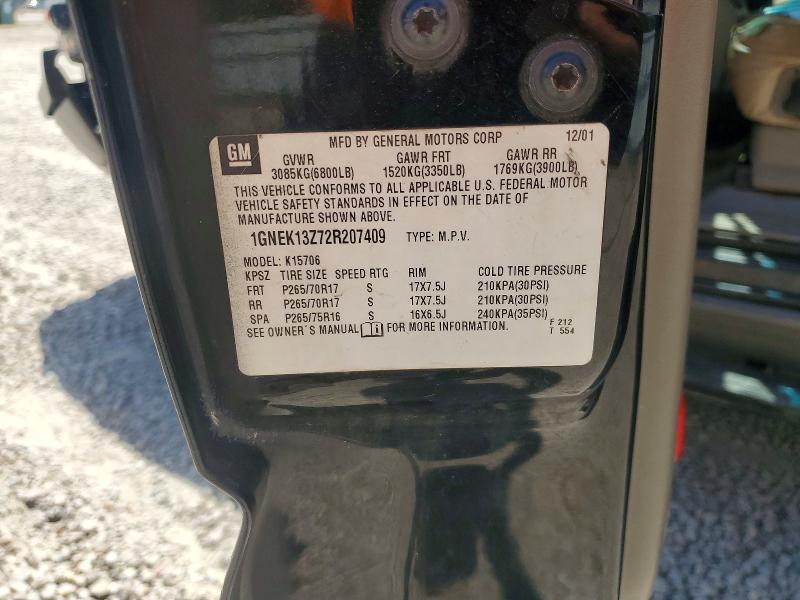 2002 Chevrolet Tahoe მანქანა იყიდება აუქციონზე, vin: 1GNEK13Z72R207409, აუქციონის ნომერი: 50457286