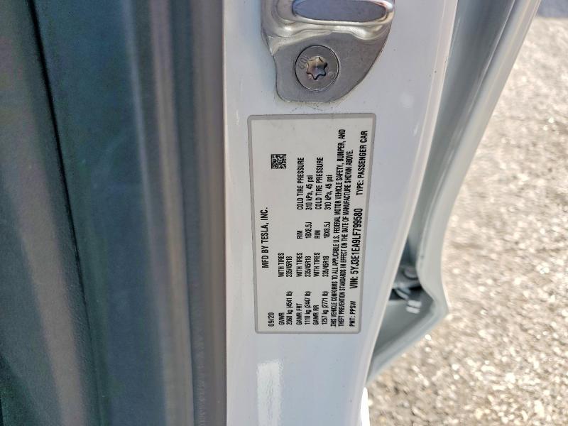 2020 Tesla Model 3 მანქანა იყიდება აუქციონზე, vin: 5YJ3E1EA9LF799580, აუქციონის ნომერი: 49513556