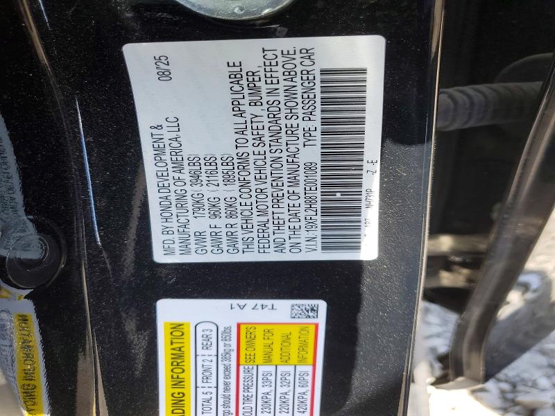 Продажа на аукционе авто 2026 Honda Civic, vin: 19XFL2H88TE001089, номер лота: 49470046