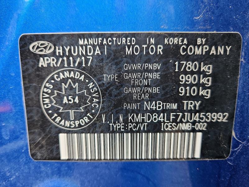 49649736 :رقم المزاد ، KMHD84LF7JU453992 vin ، 2018 Hyundai Elantra مزاد بيع