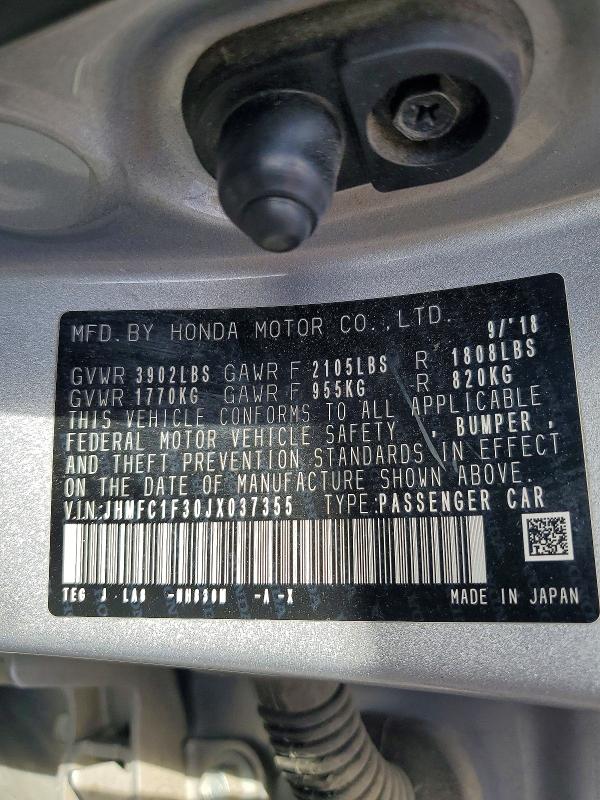 Aukcja sprzedaży 2018 Honda Civic, vin: JHMFC1F30JX037355, numer aukcji: 47914516