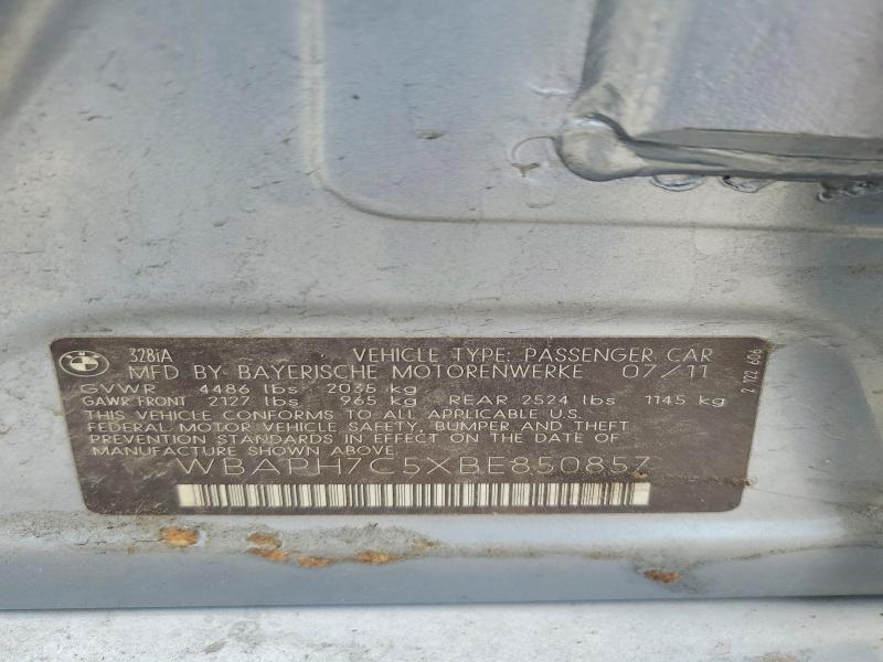 49468536 :رقم المزاد ، WBAPH7C5XBE850857 vin ، 2011 Bmw 328 مزاد بيع