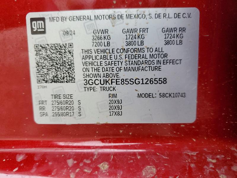 49861686 :رقم المزاد ، 3GCUKFE85SG126558 vin ، 2025 Chevrolet Silverado مزاد بيع