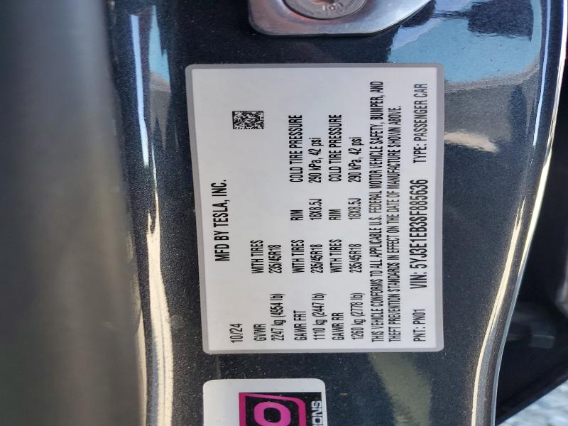 Продажа на аукционе авто 2025 Tesla Model 3, vin: 5YJ3E1EB3SF885636, номер лота: 51359656