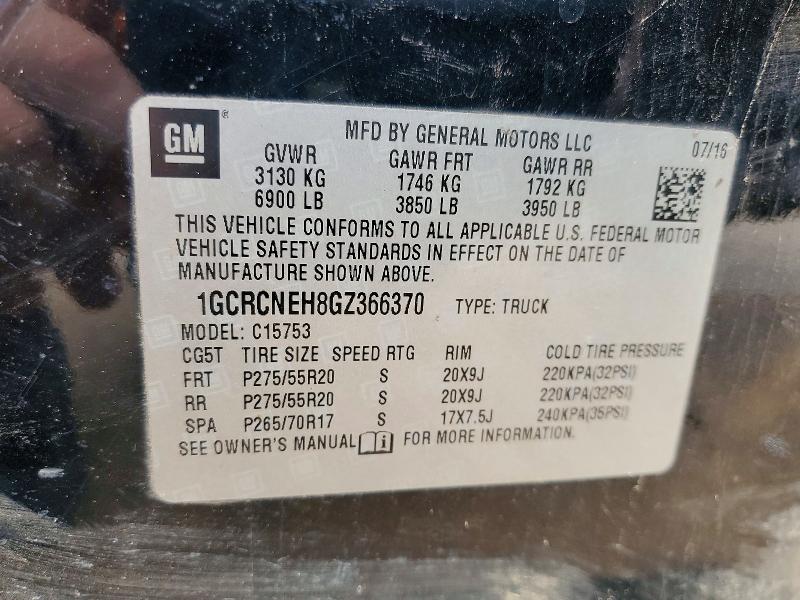 48518426 :رقم المزاد ، 1GCRCNEH8GZ366370 vin ، 2016 Chevrolet Silverado مزاد بيع