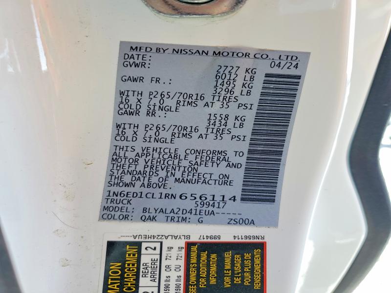 Продажа на аукционе авто 2024 Nissan Frontier, vin: 1N6ED1CL1RN656114, номер лота: 50155806