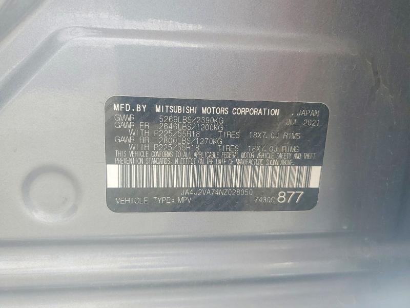 Aukcja sprzedaży 2022 Mitsubishi Outlander, vin: JA4J2VA74NZ028050, numer aukcji: 50470106