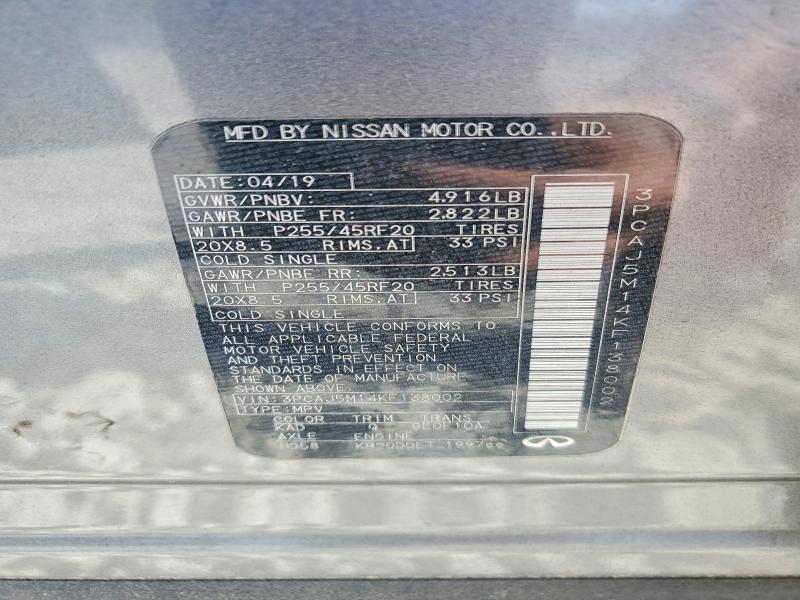 Aukcja sprzedaży 2019 Infiniti Qx50, vin: 3PCAJ5M14KF138002, numer aukcji: 49837766