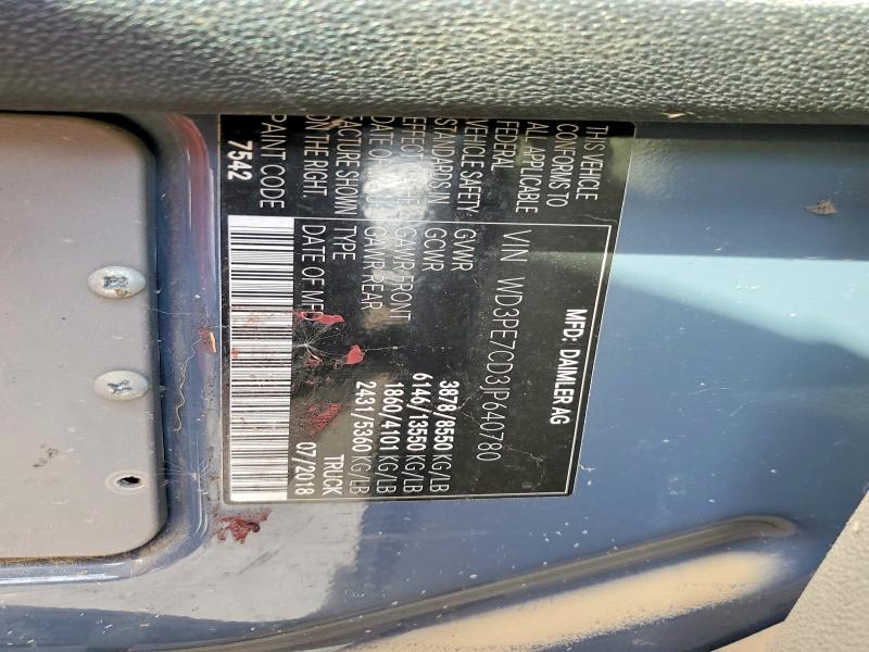 Aukcja sprzedaży 2018 Mercedes Benz Sprinter, vin: WD3PE7CD3JP640780, numer aukcji: 49715376