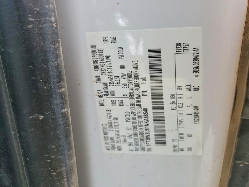 2022 Ford Transit მანქანა იყიდება აუქციონზე, vin: 1FTBW3U81NKA68540, აუქციონის ნომერი: 49025116
