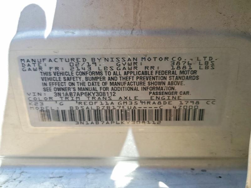 Aukcja sprzedaży 2019 Nissan Sentra, vin: 3N1AB7AP6KY308112, numer aukcji: 51199956