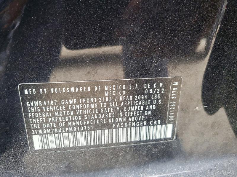 51163776 :رقم المزاد ، 3VWBM7BU2PM010751 vin ، 2023 Volkswagen Jetta مزاد بيع