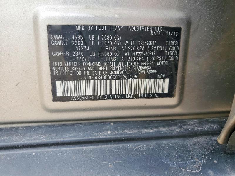 Продажа на аукционе авто 2014 Subaru Outback, vin: 4S4BRBCC8E3261295, номер лота: 50567006